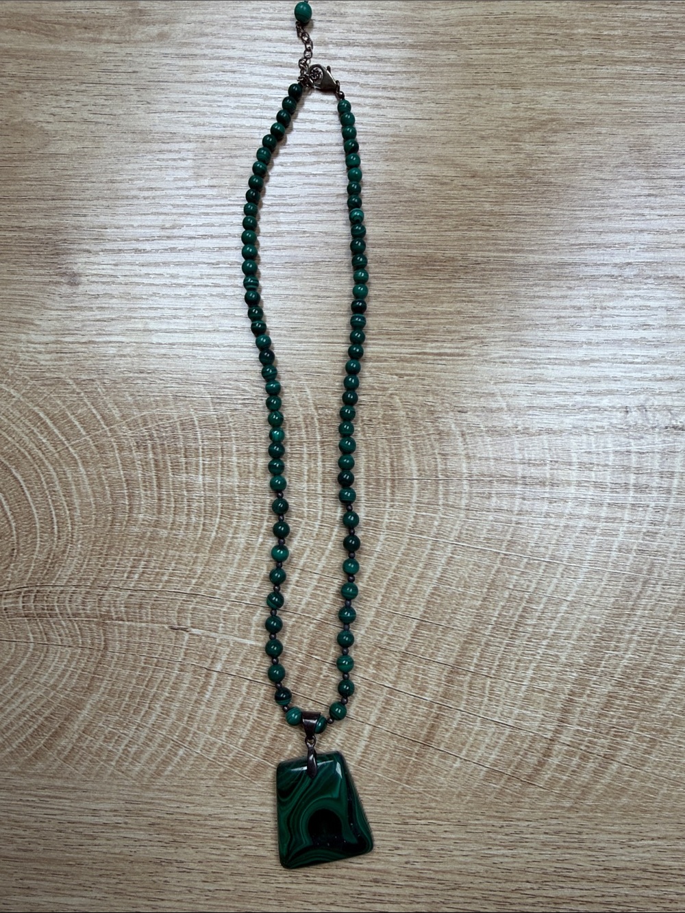 Vintage Genuine Malachite Pendant Necklace